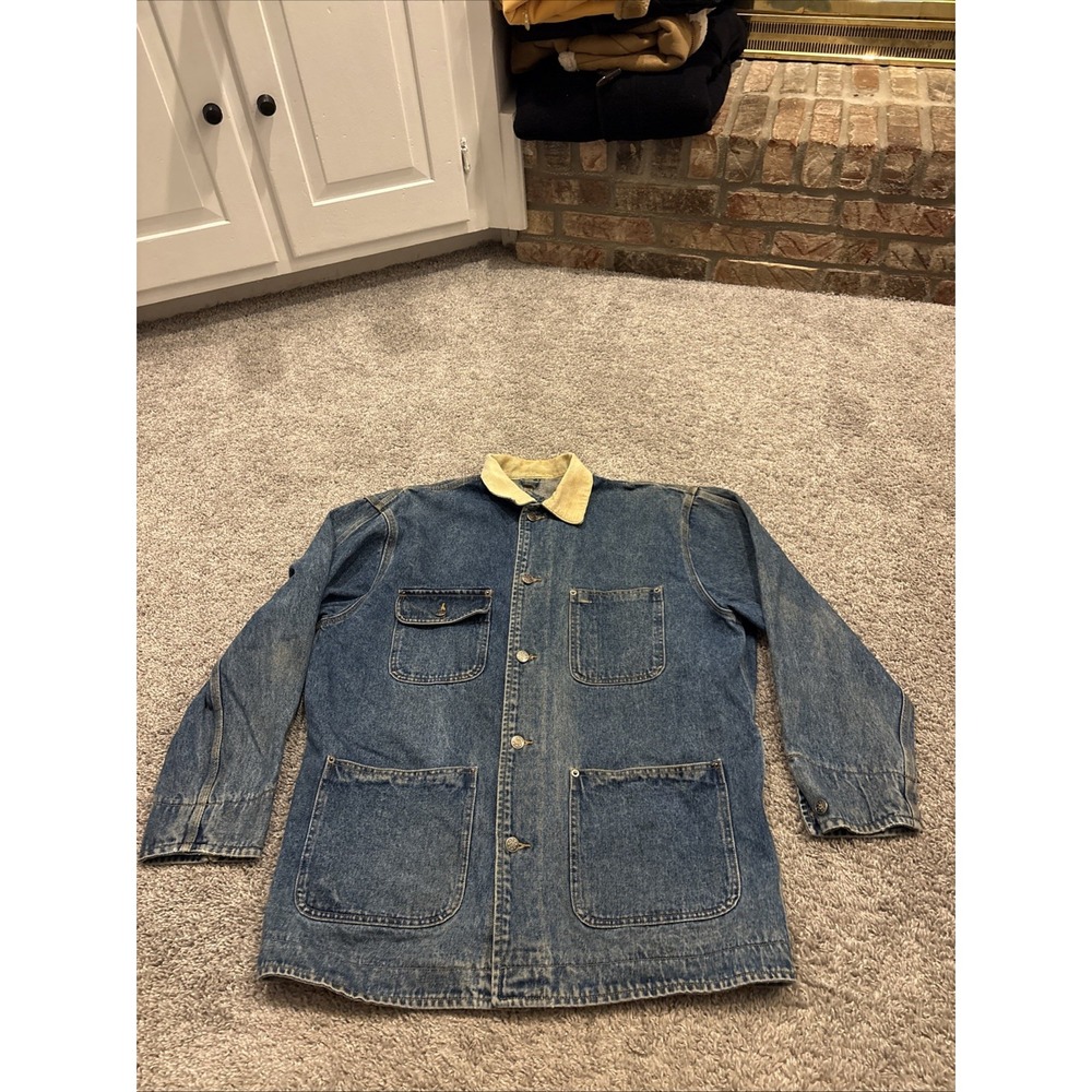 Vintage Denim Chore Barn Coat Men's L 90s Canyon River Blue Cotton Jean Jacket